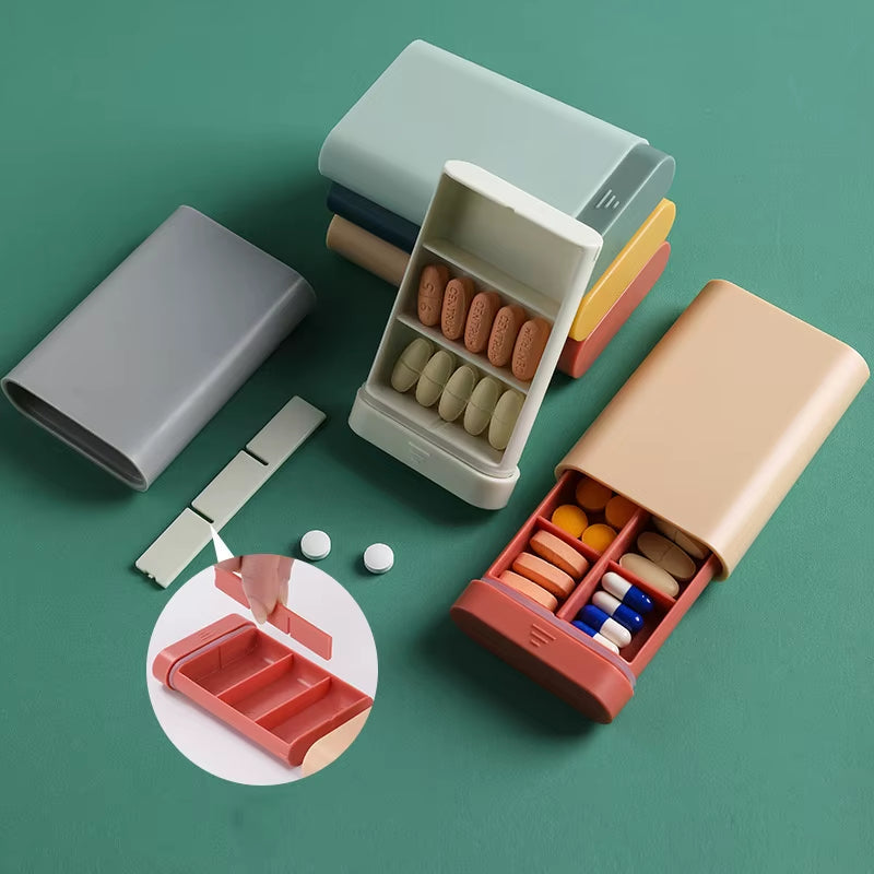 1 Pcs 6 Grids Rectangle Medicine Box Pill Box Vitamins Container Travel Pills Case Storage Capsules Tablets Fish Oils Plastic Box Pill Organizer 